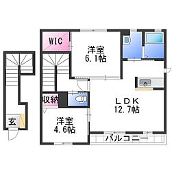 シャーメゾン縁 2LDKの間取図画像
