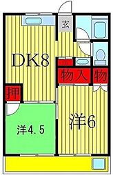 ジャスミンコート3 5階2DKの間取り