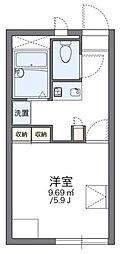 レオパレススプリングＢ 2階1Kの間取り
