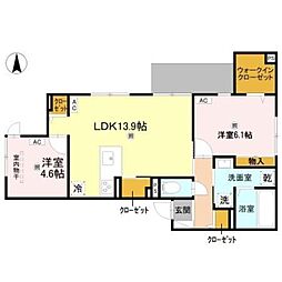D-ROOM Imagawa 秋 2LDKの間取図画像