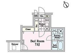 クロノガーデン神楽坂 1Kの間取図画像