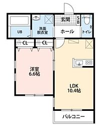 ヴェルデフラット弘明寺 3階1LDKの間取り