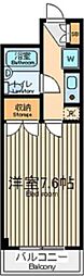 タウンシップ川崎 6階1Kの間取り
