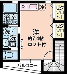 フォレストミライ橋本 2階ワンルームの間取り