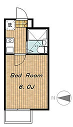 カーサM 1階1Kの間取り