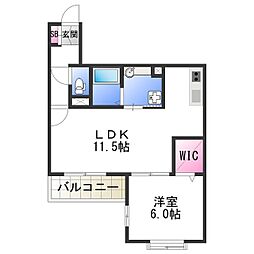 サン・クレール殿辻 1LDKの間取図画像