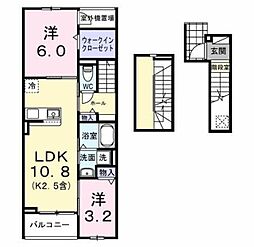 ハイライト 3階2LDKの間取り
