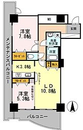 品川シーサイドビュータワー2 12階2LDKの間取り