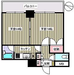 ラ・ネージュ小石川 2Kの間取図画像
