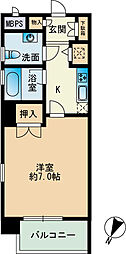 コンフォール高宮東 1Kの間取図画像