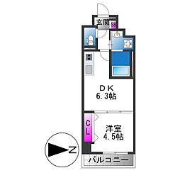 クローバー・レジデンス城東放出 1DKの間取図画像