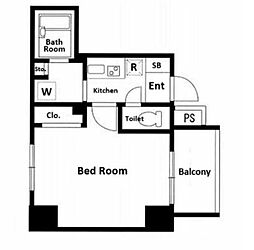 スカイコート渋谷初台 5階1Kの間取り