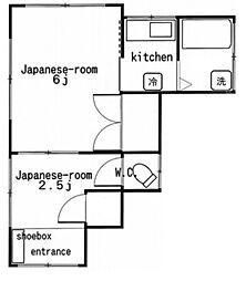 大和荘別棟 1階2Kの間取り