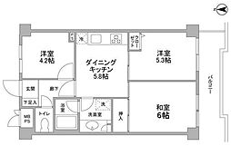 ヴェラハイツ目黒ガーデン 3DKの間取図画像