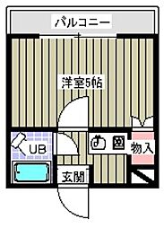 サンハイツ昭和 4階1Kの間取り