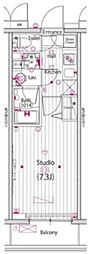 GALARIVERSIDE横濱南 1Kの間取図画像