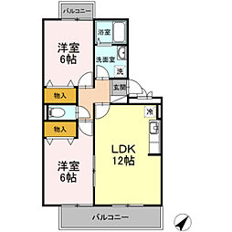 アルファタウン秦野新町B 2LDKの間取図画像
