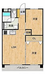 ビレッジ城月 2LDKの間取図画像