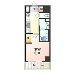 近鉄大阪線 今里駅 徒歩9分の賃貸マンション 8階1Kの間取り