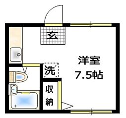 アクレール川和 ワンルームの間取図画像