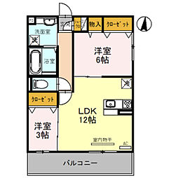 ラネージュ 2LDKの間取図画像