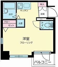 JR山手線 目黒駅 徒歩7分の賃貸マンション 3階1Kの間取り