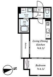 GRADUS拝島 2階1LDKの間取り