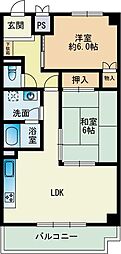 レポーゼ西新 2LDKの間取図画像