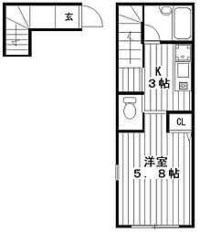 シバリーヒルズ 1Kの間取図画像