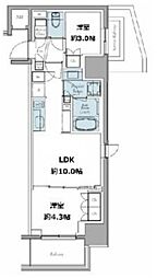 クレストコート東中野 8階2LDKの間取り