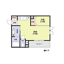 エターナルシー平磯 1LDKの間取図画像