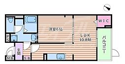 ラ・ルミエール 1階1LDKの間取り