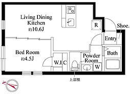 フォルスクラス駒込西ケ原 4階1LDKの間取り