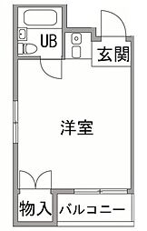 フォレスト松戸 2階ワンルームの間取り