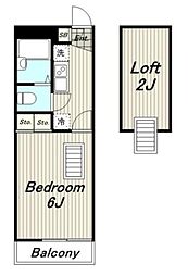 レオパレスフラッツスクエア2 1Kの間取図画像