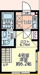 ショコラReze 2階1Kの間取り