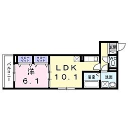 ヒカルサ和歌山本町 2階1LDKの間取り