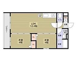 近鉄奈良線 若江岩田駅 徒歩9分の賃貸アパート 3階2LDKの間取り