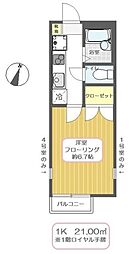 コージーハウス228D 1階1Kの間取り