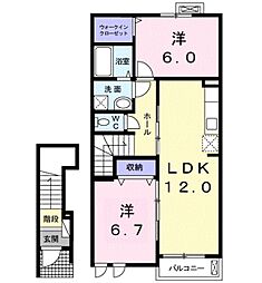 ラフレシールメゾン宮崎3 2LDKの間取図画像
