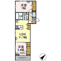 フレアII 2LDKの間取図画像