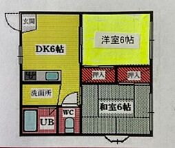 サニーハイツA棟 2DKの間取図画像