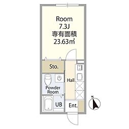 クレスト東村山 1階1Kの間取り