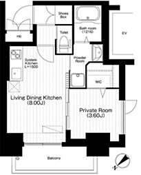 Osaka Metro谷町線 守口駅 徒歩1分の賃貸マンション 2階1LDKの間取り