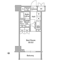 コンフォリア文京春日 12階1Kの間取り