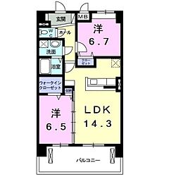 ラフィネ　プランス 1階2LDKの間取り