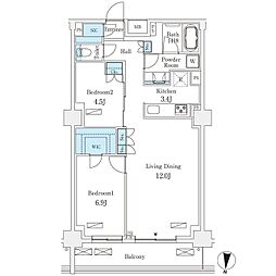 フロンティアレジデンス錦糸公園 6階3LDKの間取り