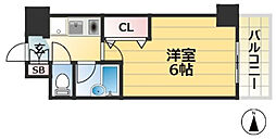 エスリード三宮フラワーロード 12階1Kの間取り