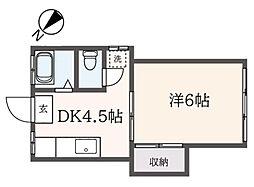 東泉一寮 1DKの間取図画像
