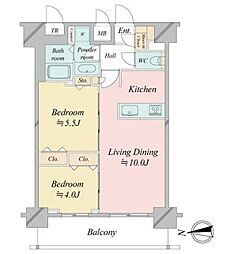 クロスレジデンス飯田橋 2LDKの間取図画像